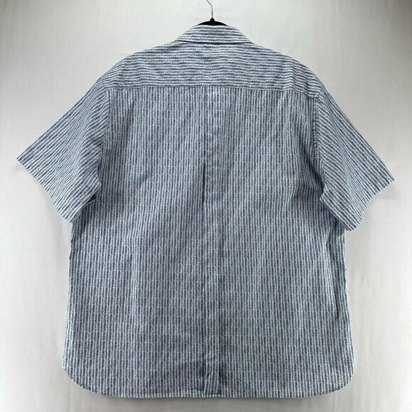 Pronto Uomo Shirt Mens Sz 2XL Herringbone Button Down Short Sleeve Cotton Blue - Picture 2 of 10